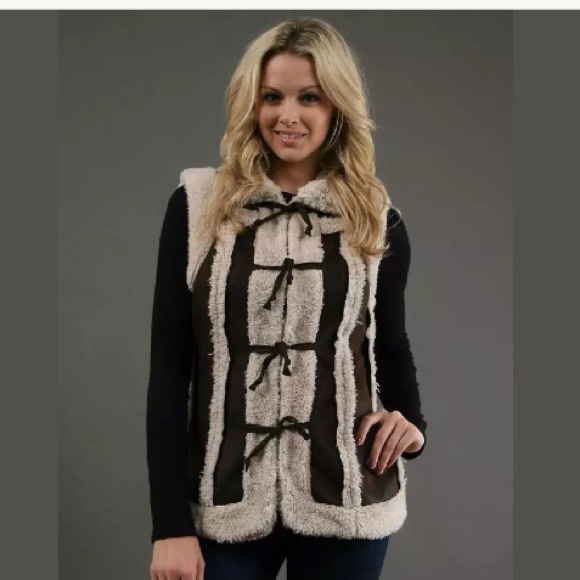 🤎Twisted Heart Brown/Tan shearling vest M/L - Picture 2 of 8